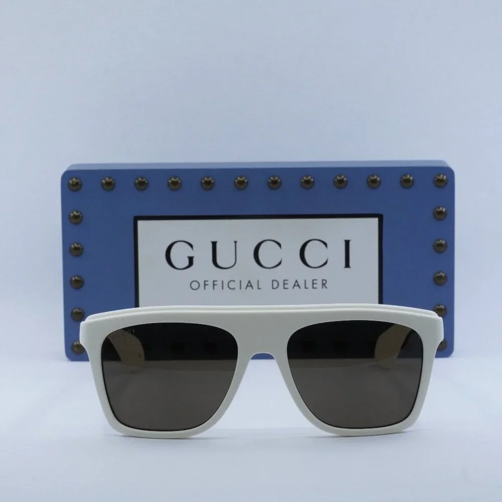Gucci GG1570S 003 Matte White/Brown Sunglasses